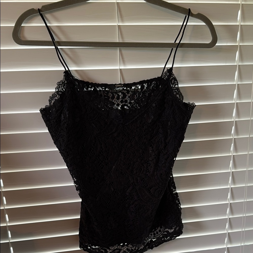 Elegant Black Lace Camisole Top